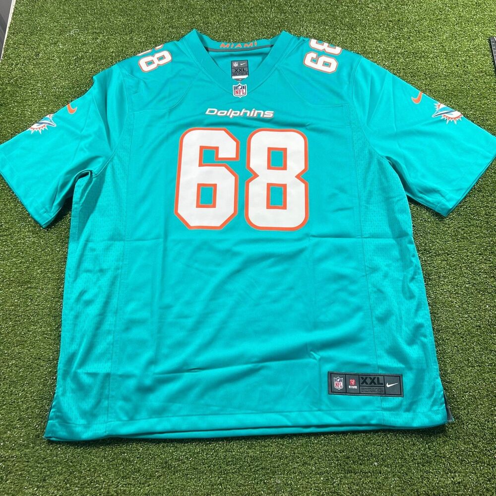 Nike Robert Hunt Miami Dolphins 68 Jersey Men 2XL XXL Aqua NWOT